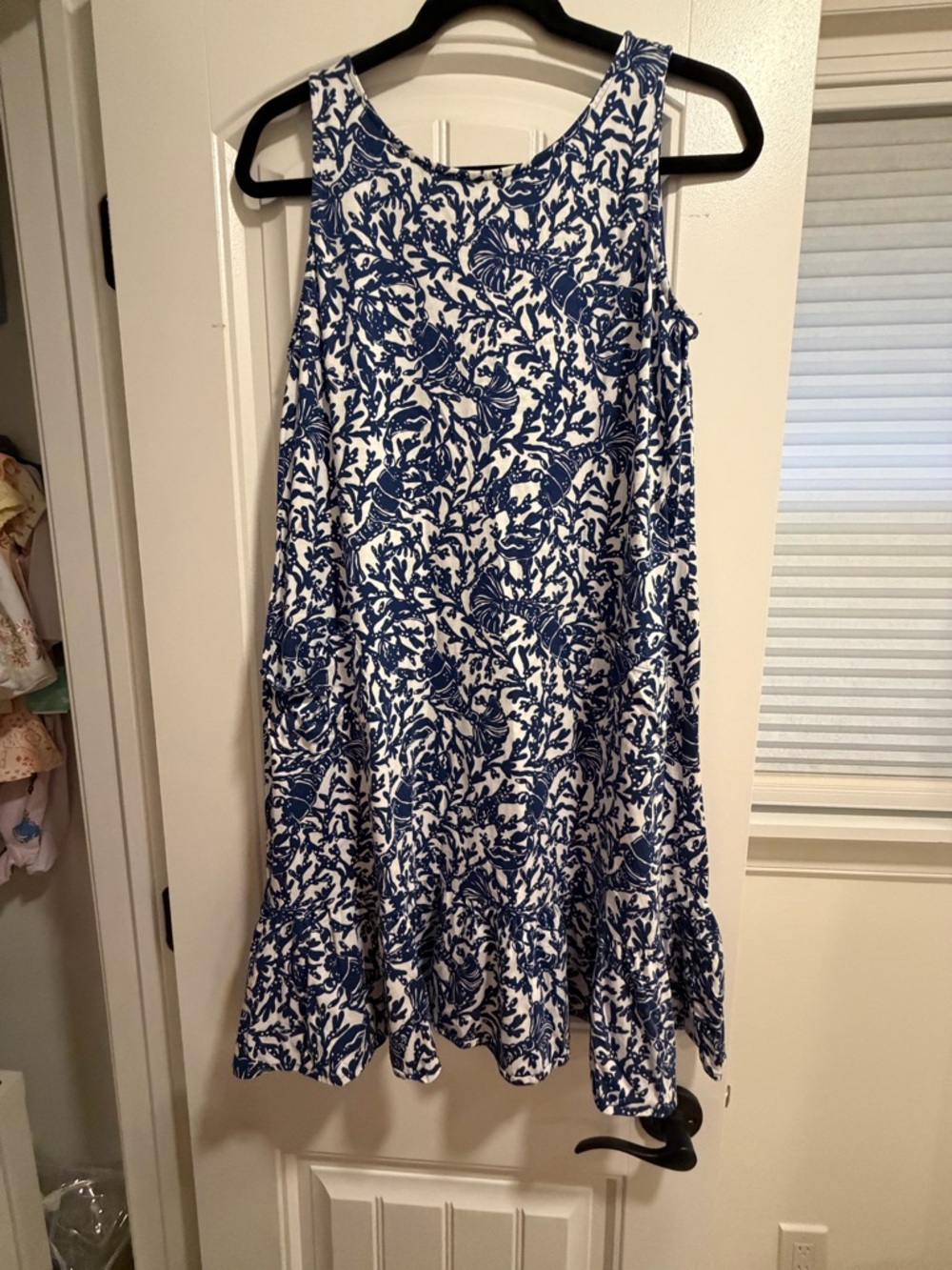 Lilly Pulitzer Navy and White Botanical Print Dress